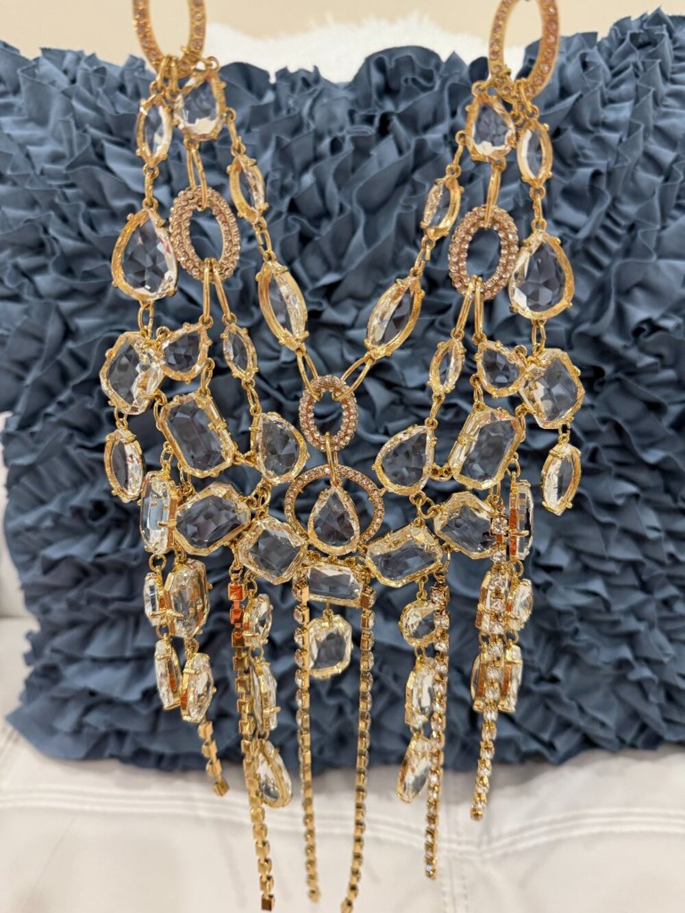 Natasha Crystal Cascade Statement Bib Necklace NWT